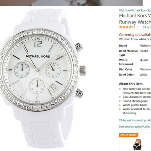 Michael Kors white crystal watch - Picture 6 of 6